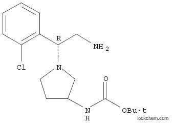 Molecular Structure of 1217517-98-0 ((R)-3-N-BOC-AMINO-1-[2-AMINO-1-(2-CHLORO-PHENYL)-ETHYL]-PYRROLIDINE)